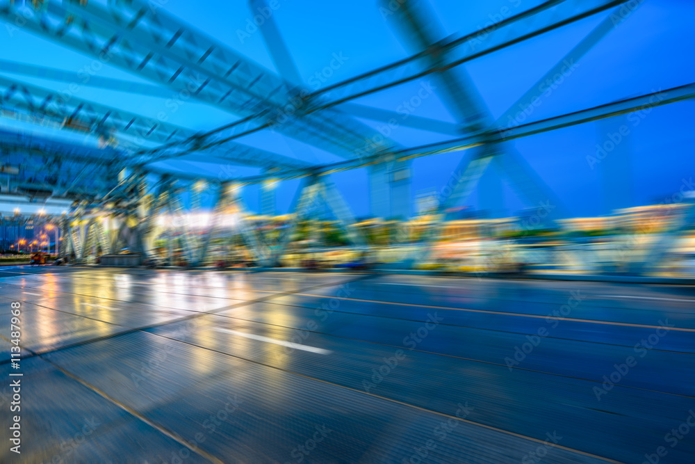 Fototapeta premium traffic on steel bridge,tianjin china.