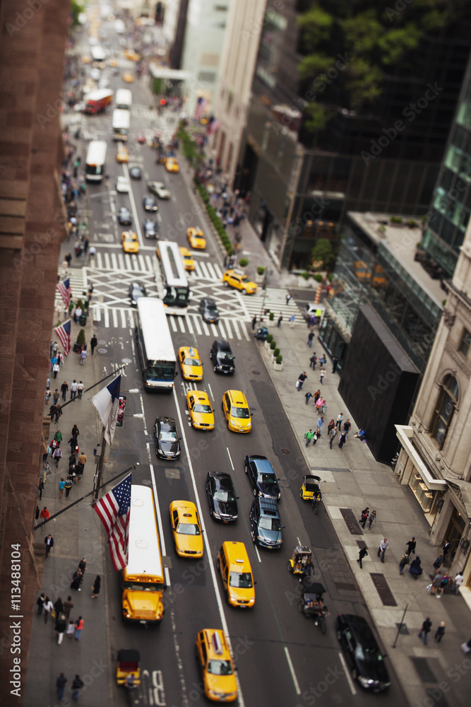 High angle view of busy city street High angle view of busy city street
