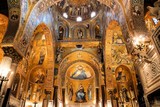Interior of The Palatine Chapel with its golden mosaics, Palermo, Sicily, Italy