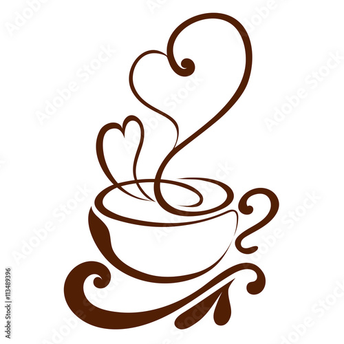 Coffee cup logo  icon  symbol for coffee shop heart cloud