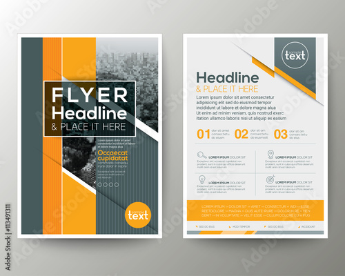 Canvas Print Grey and Orange Geometric background Poster Brochure Flyer leaflet template