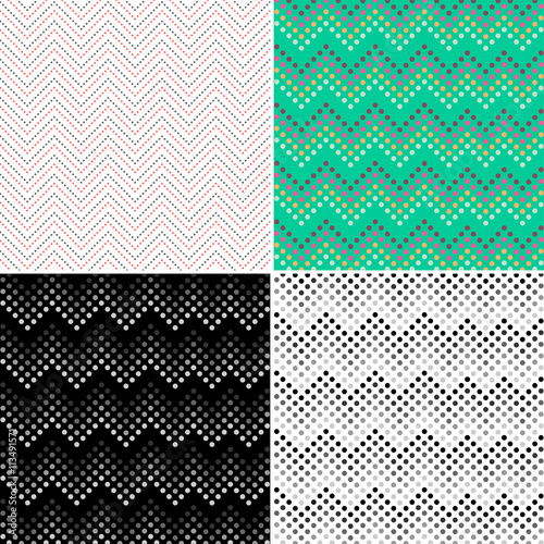 Fototapeta Naklejka Na Ścianę i Meble -  Dotted line zigzag pattern backgrounds