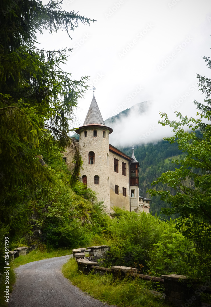 View of the castle tower Fernstein in Austria