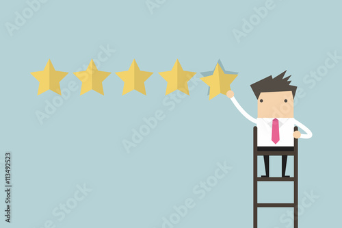 Businessman giving five star rating vector