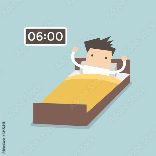 Businessman wake up early.