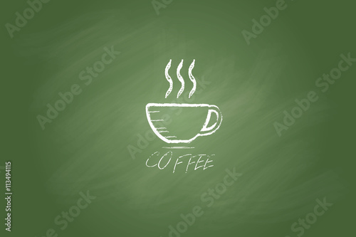 Sketch coffee cup on chalkboard background .Vector illustration.