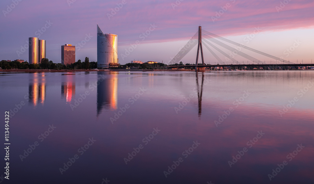 Morning colours for new buildings of Riga
