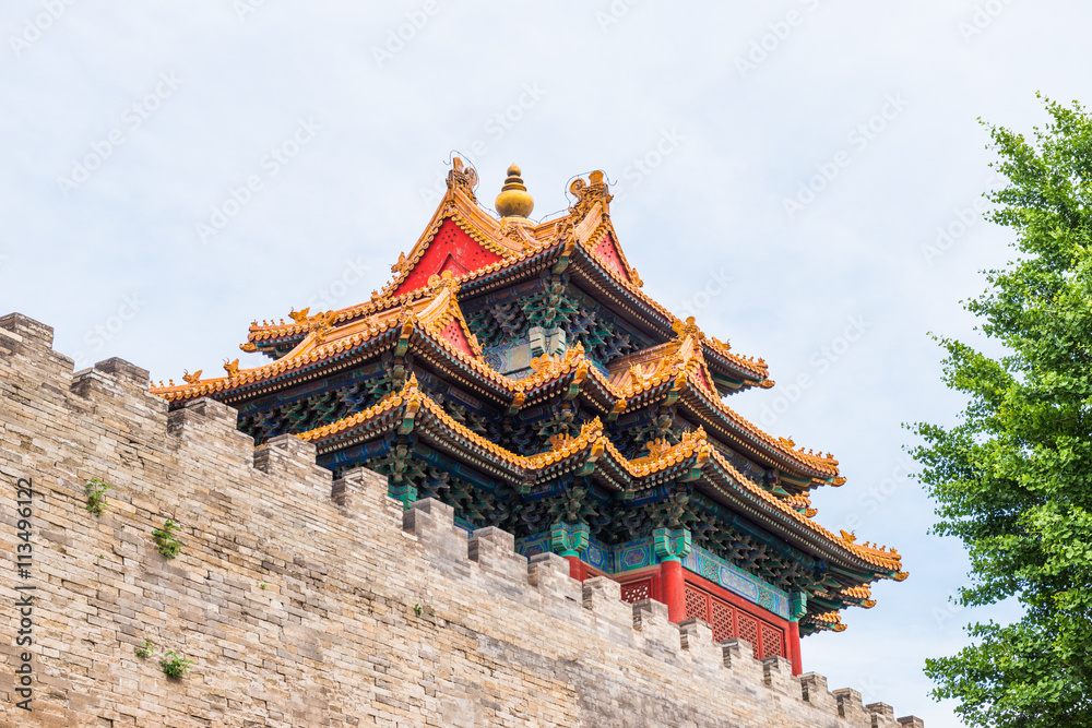 Fototapeta premium Corner Tower in Imperial Palace in Beijing, China