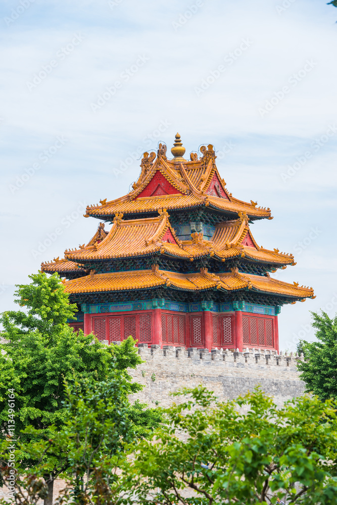 Corner Tower in Imperial Palace in Beijing, China Corner Tower in Imperial Palace in Beijing, China