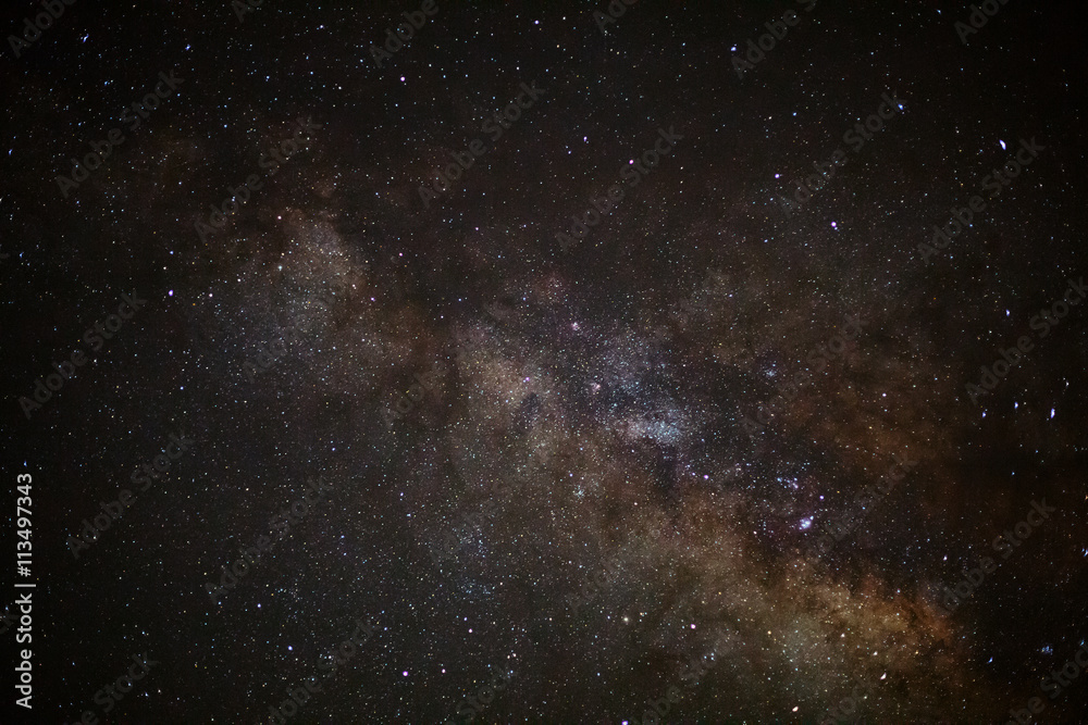 Close-up of Milky Way,Long exposure photograph, with grain Close-up of Milky Way,Long exposure photograph, with grain