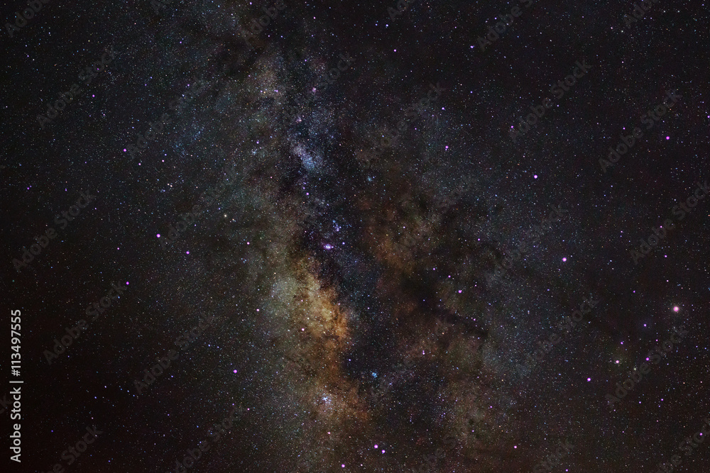 Close-up of Milky Way Galaxy,Long exposure photograph, with grai Close-up of Milky Way Galaxy,Long exposure photograph, with grai