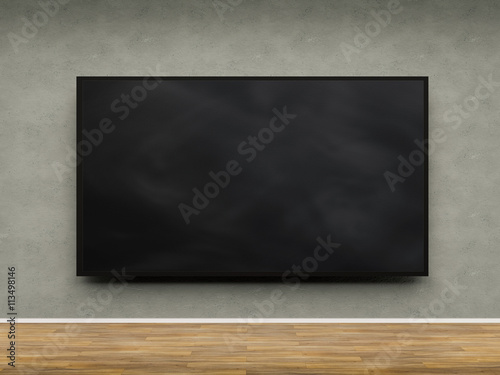 blank black frame hanging on wall