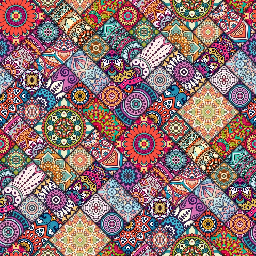 Ethnic floral seamless pattern