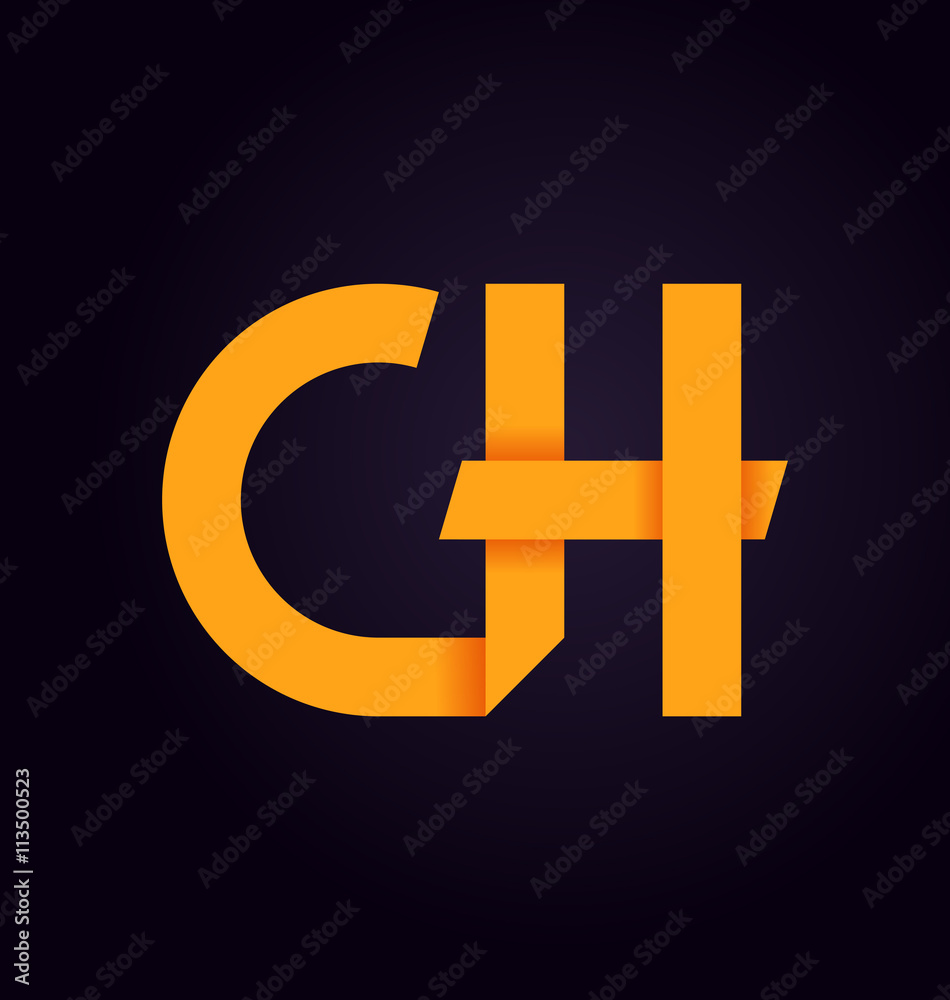 Obraz premium CH Two letter composition for initial, logo or signature