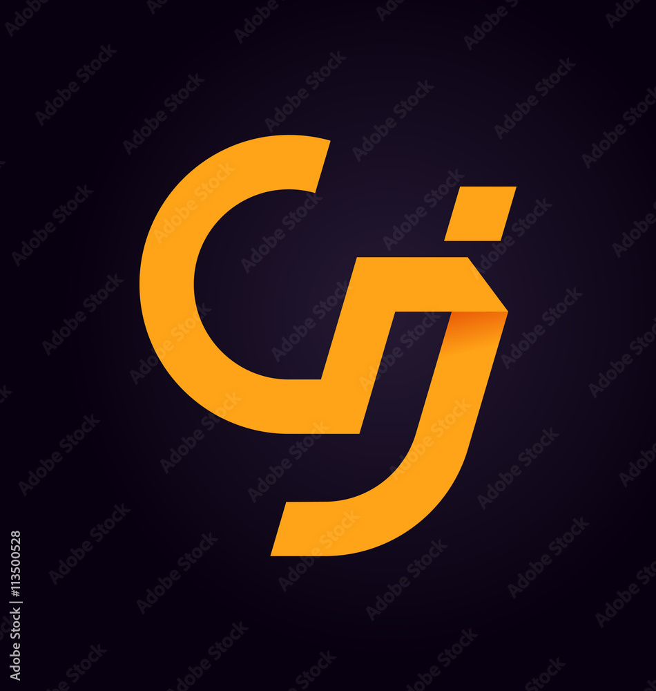 CJ Two letter composition for initial, logo or signature CJ Two letter composition for initial, logo or signature