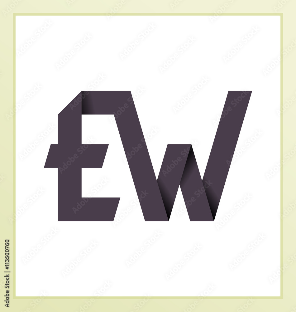 EW Two letter composition for initial, logo or signature. EW Two letter composition for initial, logo or signature.