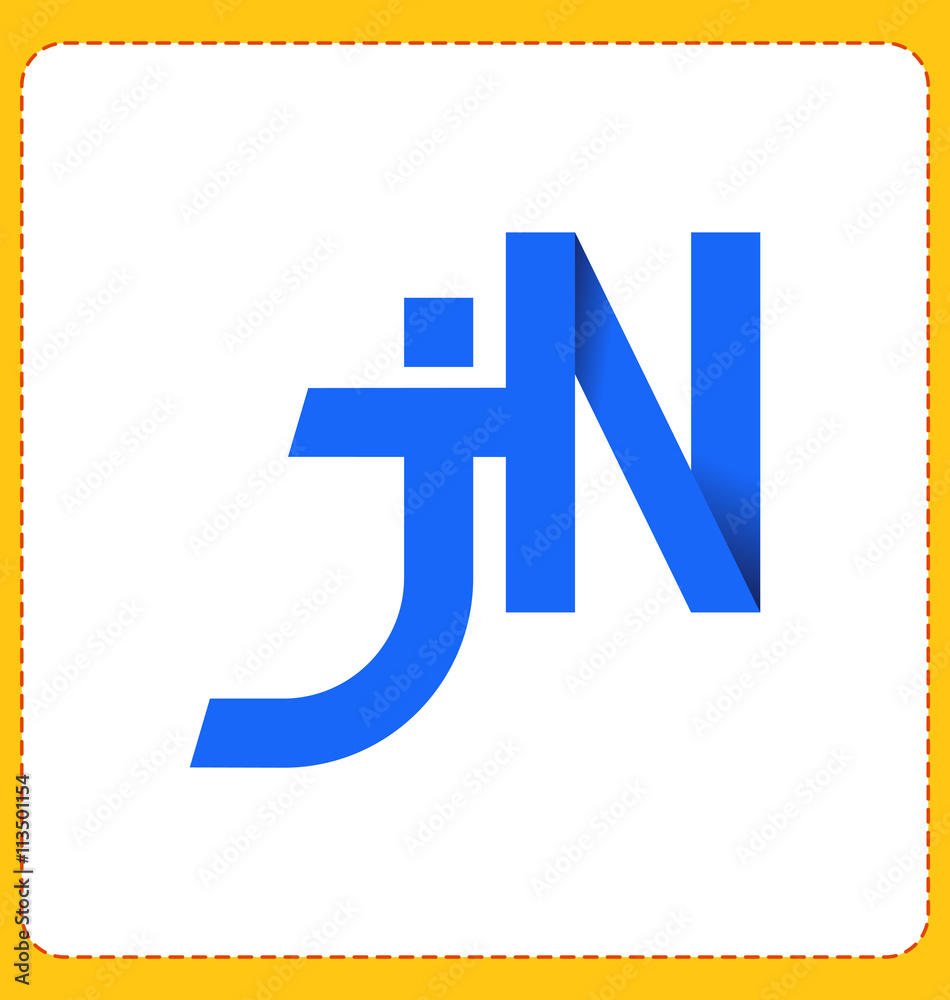 JN Two letter composition for initial, logo or signature. JN Two letter composition for initial, logo or signature.