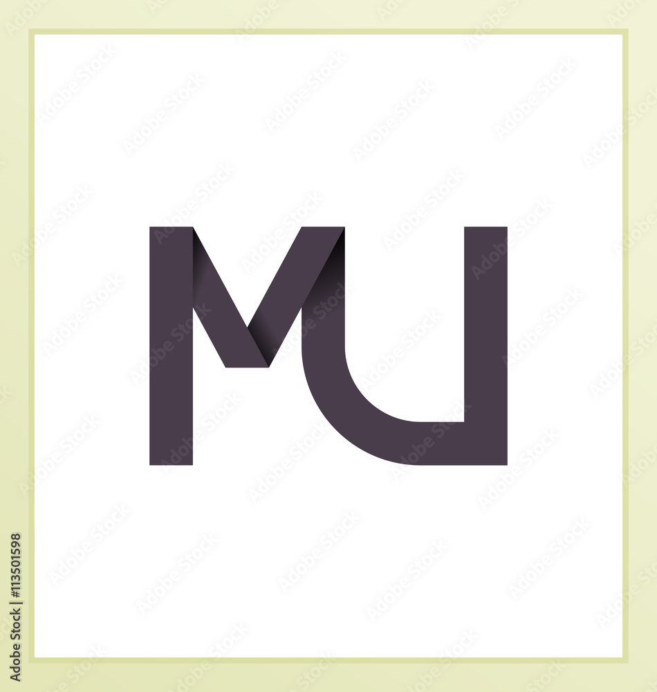 MU Two letter composition for initial, logo or signature. MU Two letter composition for initial, logo or signature.