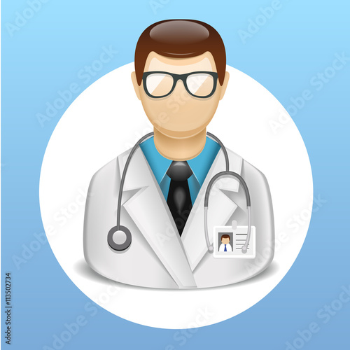 vector medical icons with doctor character