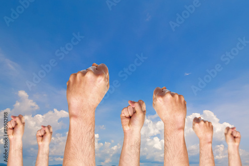 Group of human hand showing fist