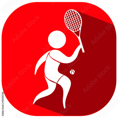 Tennis icon on red background