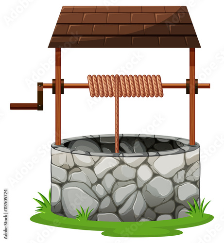 Stone well with rooftop