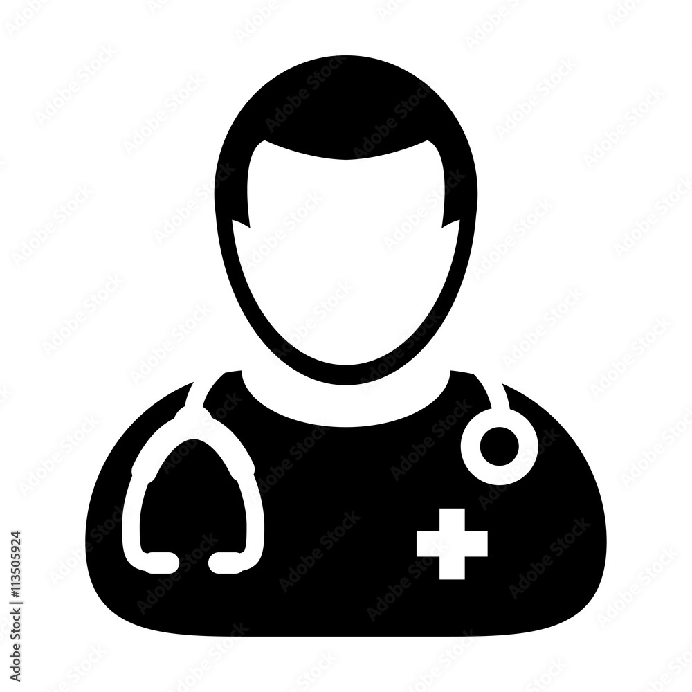 Doctor Icon - Vector Physician With Stethoscope and Cross Symbol in Glyph Pictogram illustration Doctor Icon - Vector Physician With Stethoscope and Cross Symbol in Glyph Pictogram illustration