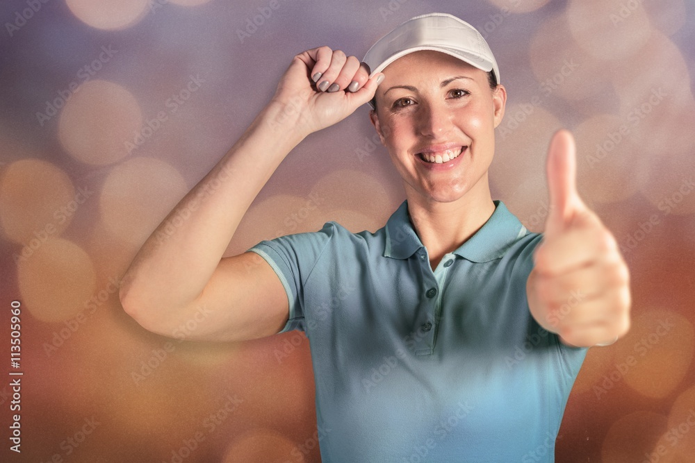 Composite image of sportswoman posing on black background Composite image of sportswoman posing on black background