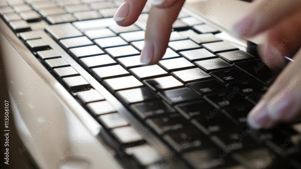 Business female typing on modern dark laptop PC keyboard slow tilting 4K 2160p 30fps UltraHD footage - Woman fingers over dark laptop keyboard keys 4K 3840X2160 tilt video Business female typing on modern dark laptop PC keyboard slow tilting 4K 2160p 30fps UltraHD footage - Woman fingers over dark laptop keyboard keys 4K 3840X2160 tilt video