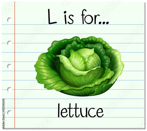 Flashcard letter L is for lettuce
