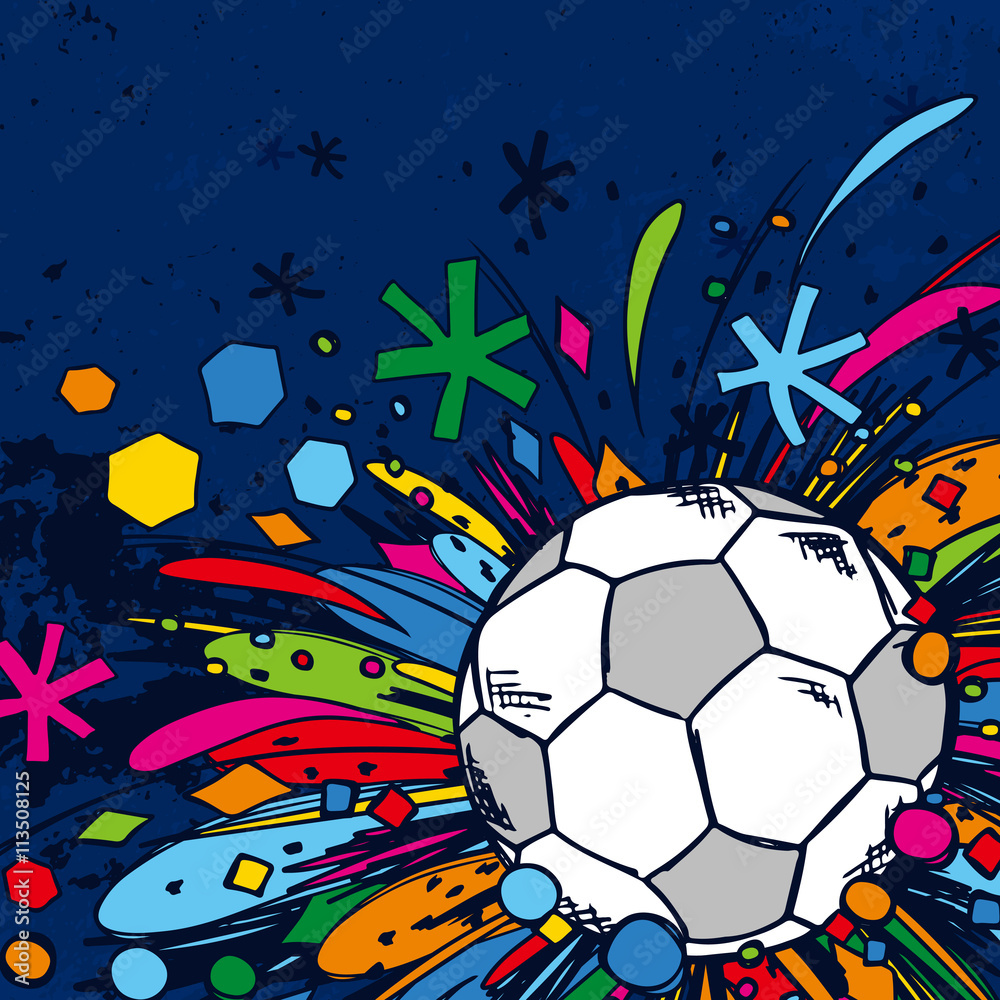 Football doodles ornament background. Soccer bright sketches. European