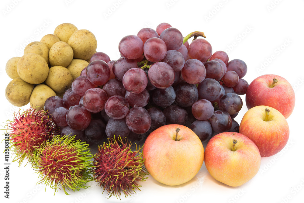 Assortment of exotic fruits isolated on white background Assortment of exotic fruits isolated on white background