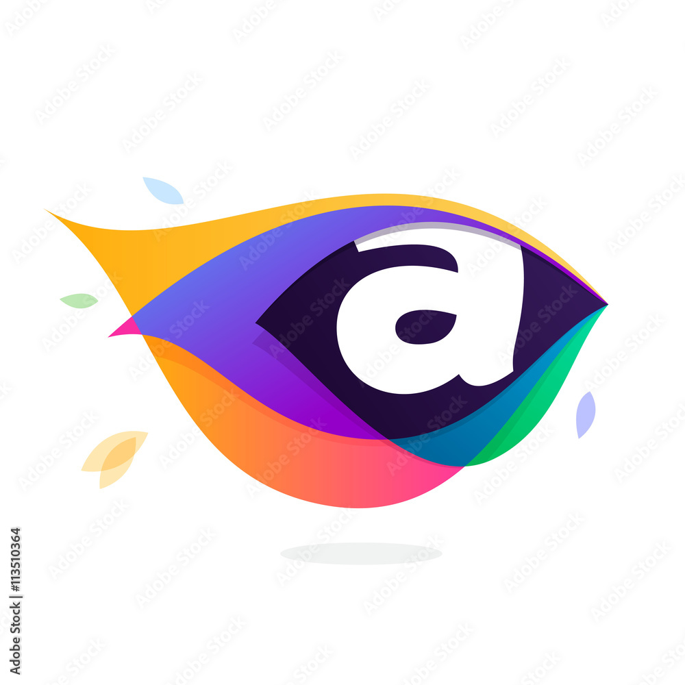 Obraz premium Letter A logo in peacock feather icon.
