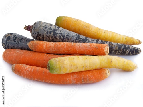 orange,purple and yellow carrots
