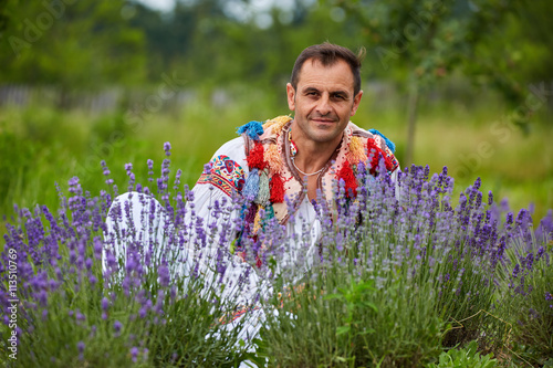 Romanian farmer in traditional costume
