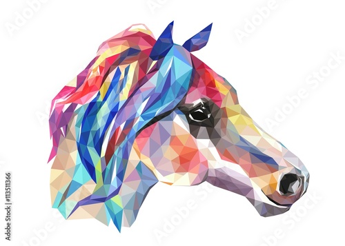 Horse head, mosaic. Trendy style geometric on white background.