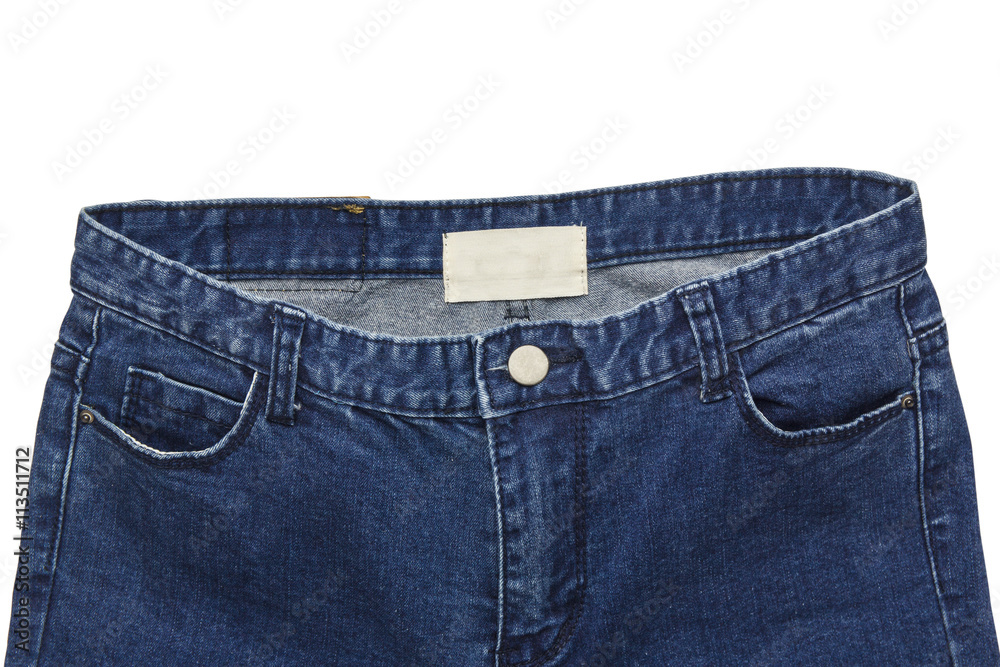 close up of waist jean isolated on white background