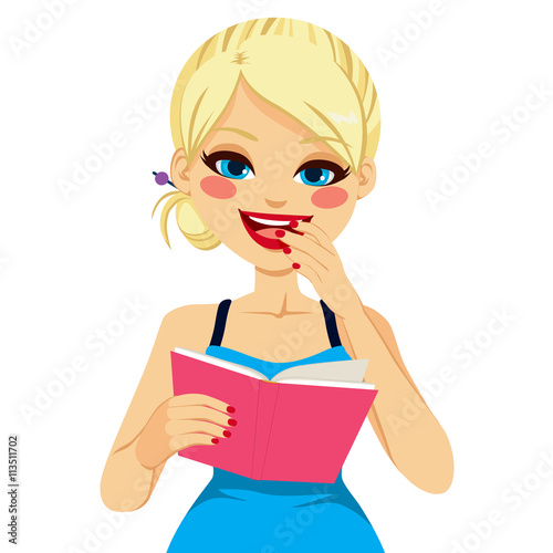 Beautiful blonde girl happy...