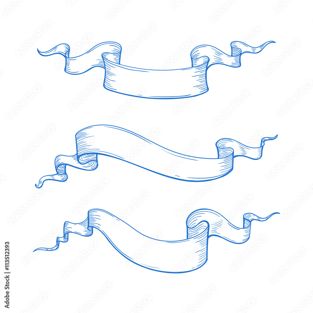 Hand Drawn Ribbon Banners Hand Drawn Ribbon Banners