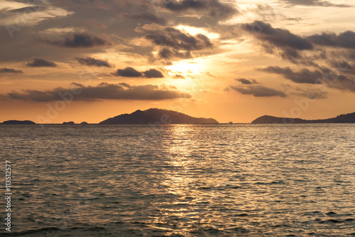 Seascape, Sunset view on tropical ocean in Thailand at summer time