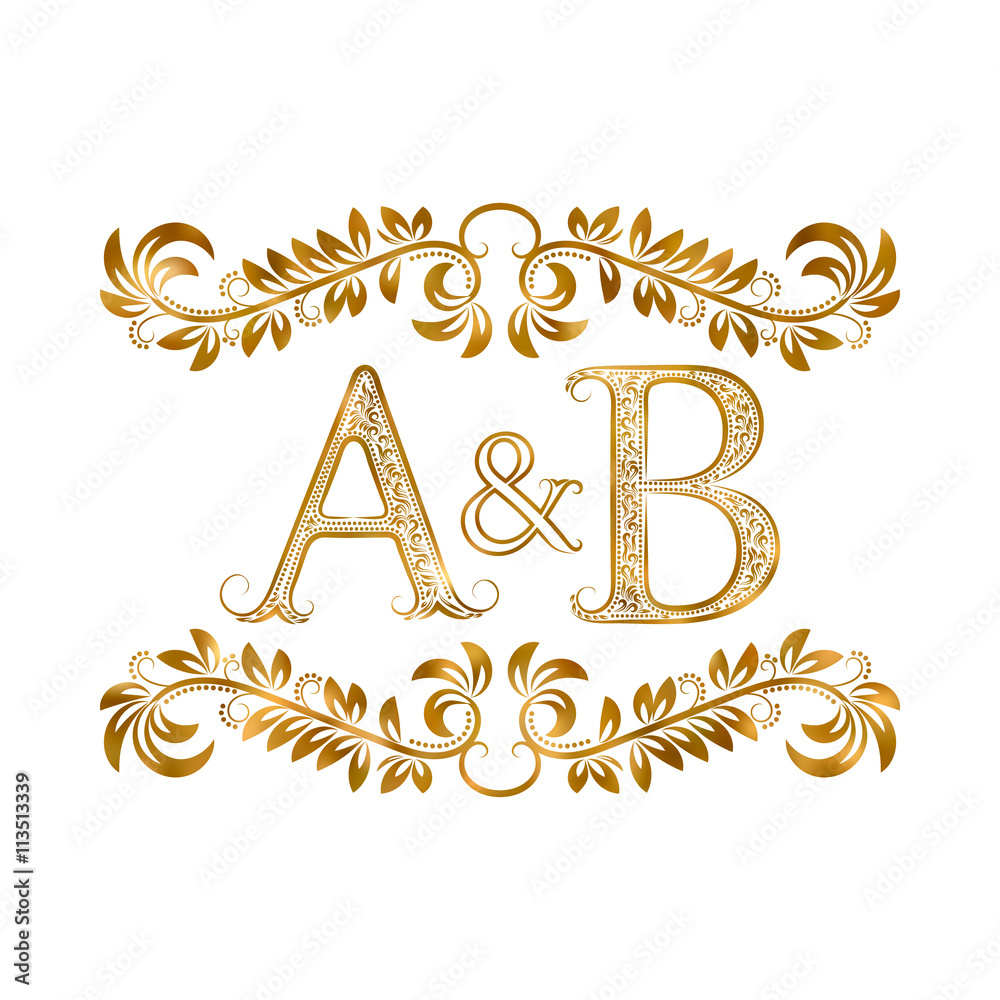 A&B vintage initials logo symbol. Letters A, B, ampersand surrounded ...