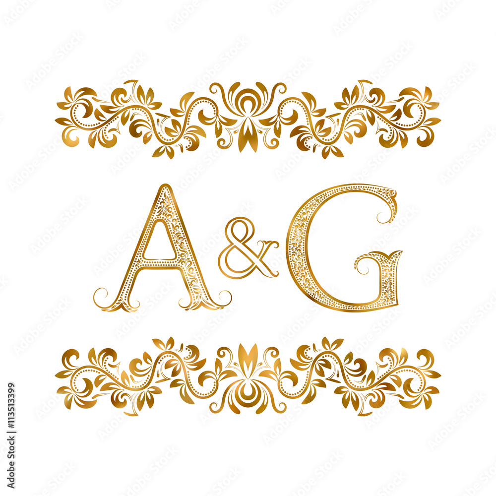 A&G vintage initials logo symbol. Letters A, G, ampersand 