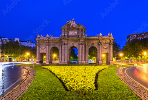 Night view of Puerta de Alcala in Madrid, Spain