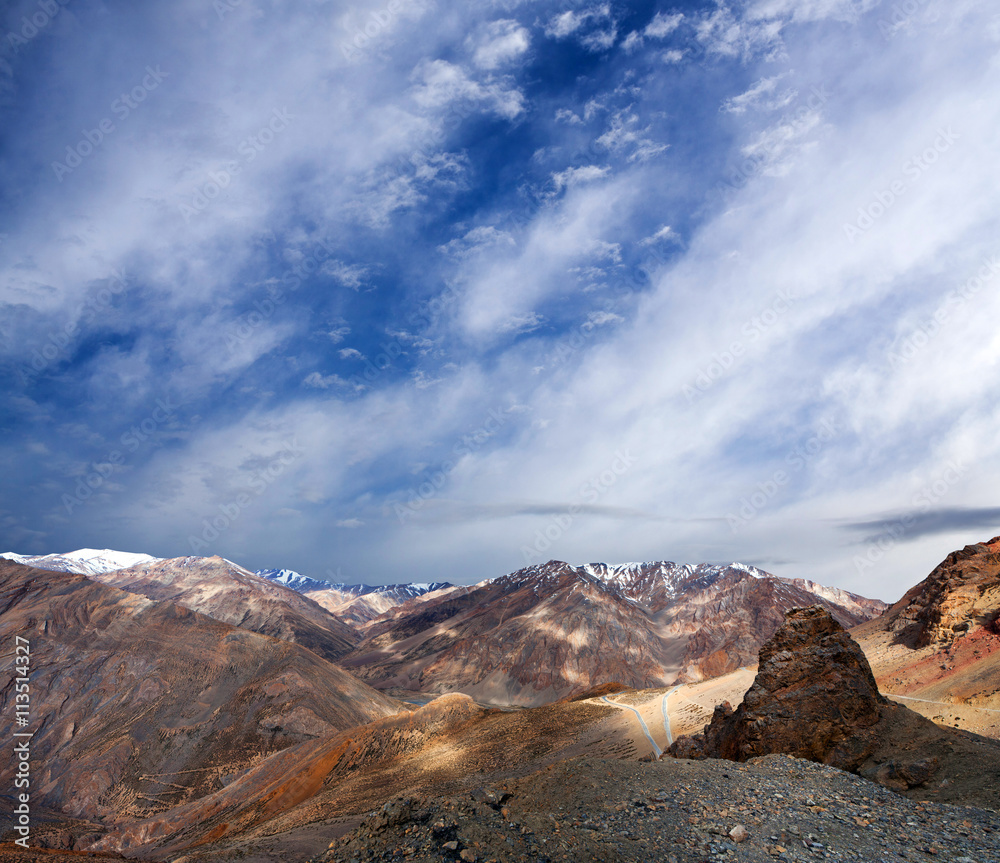 Himalayan mountain landscape along Manali - Leh road in Ladakh, India