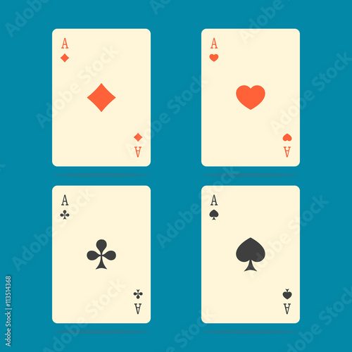Aces Playing Cards. Set of vector ace playing cards.