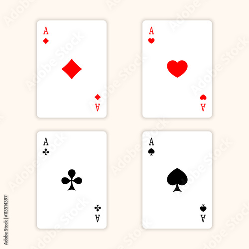 Aces Playing Cards. Set of vector ace playing cards.