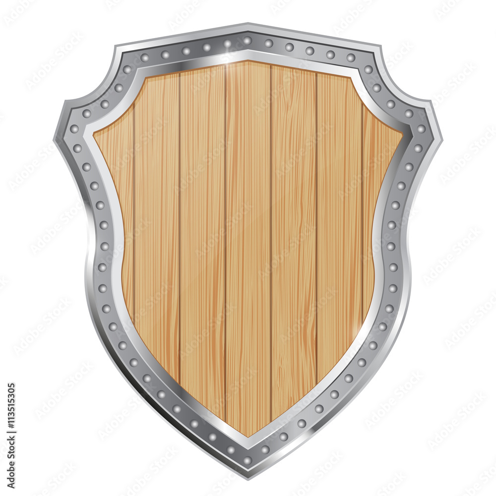 Obraz premium Wooden shield with metal frame