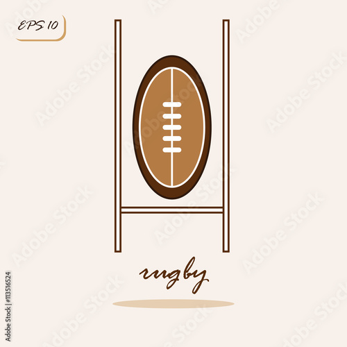 Vector illustration showing rugby ball and gates. Rugby Sports Game