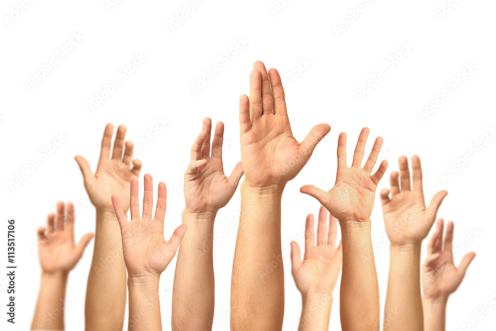 Hands up isolated on white background Hands up isolated on white background