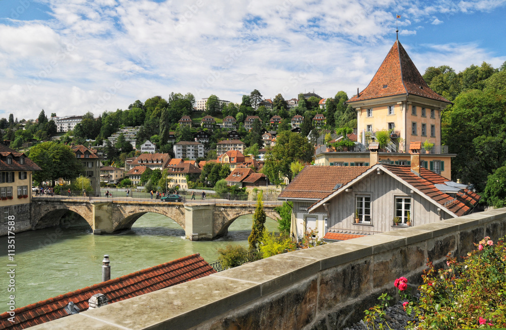 Picturesque view of Bern old city and Aare river